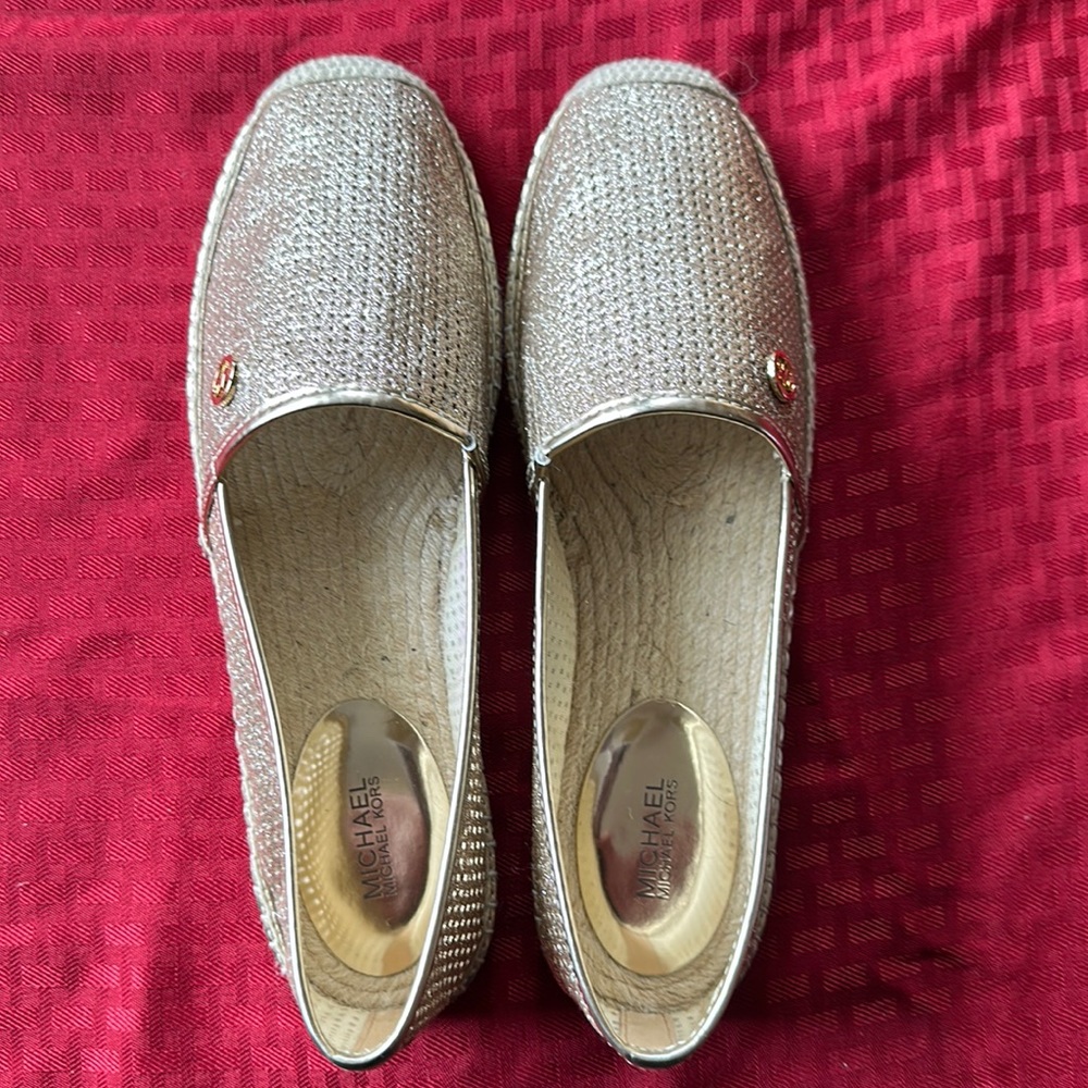 Michael Kors pale gold espadrilles